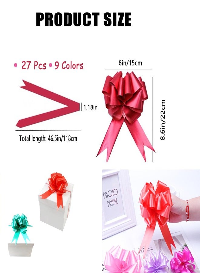 ZMD 27Pcs 9 Color Easter Gift Wrap Pull Bows, Cello Bags with Gifts Wrap Bows Assorted Pull Bows Gift-Bag Box Wrapping Decor for Baskets, Christmas, Anniversary, Wedding - Image 2